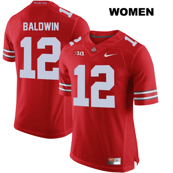 Ohio State Buckeyes Women's Matthew Baldwin #12 Red Authentic Nike College NCAA Stitched Football Jersey HS19X64ST